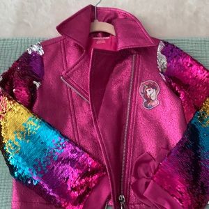 Jojo siva biker sequin jacket metallic soft faux leather